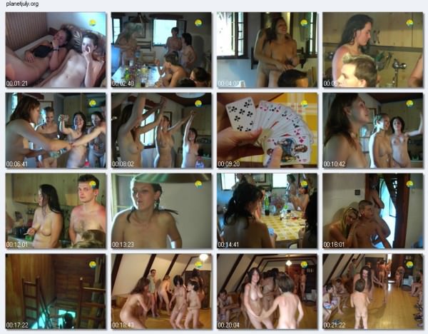 Disco in a circle of family nudists Disco in a circle of family nudists