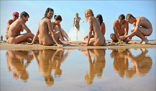 Young nudists on a beach Young nudists on a beach