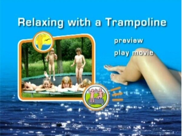 Family naturism - jumps on a trampoline Family naturism - jumps on a trampoline